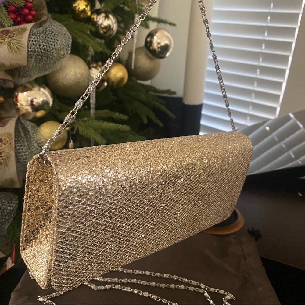 Women Fap Dazzling Evening Bag Clutch in Gold 3-in-1